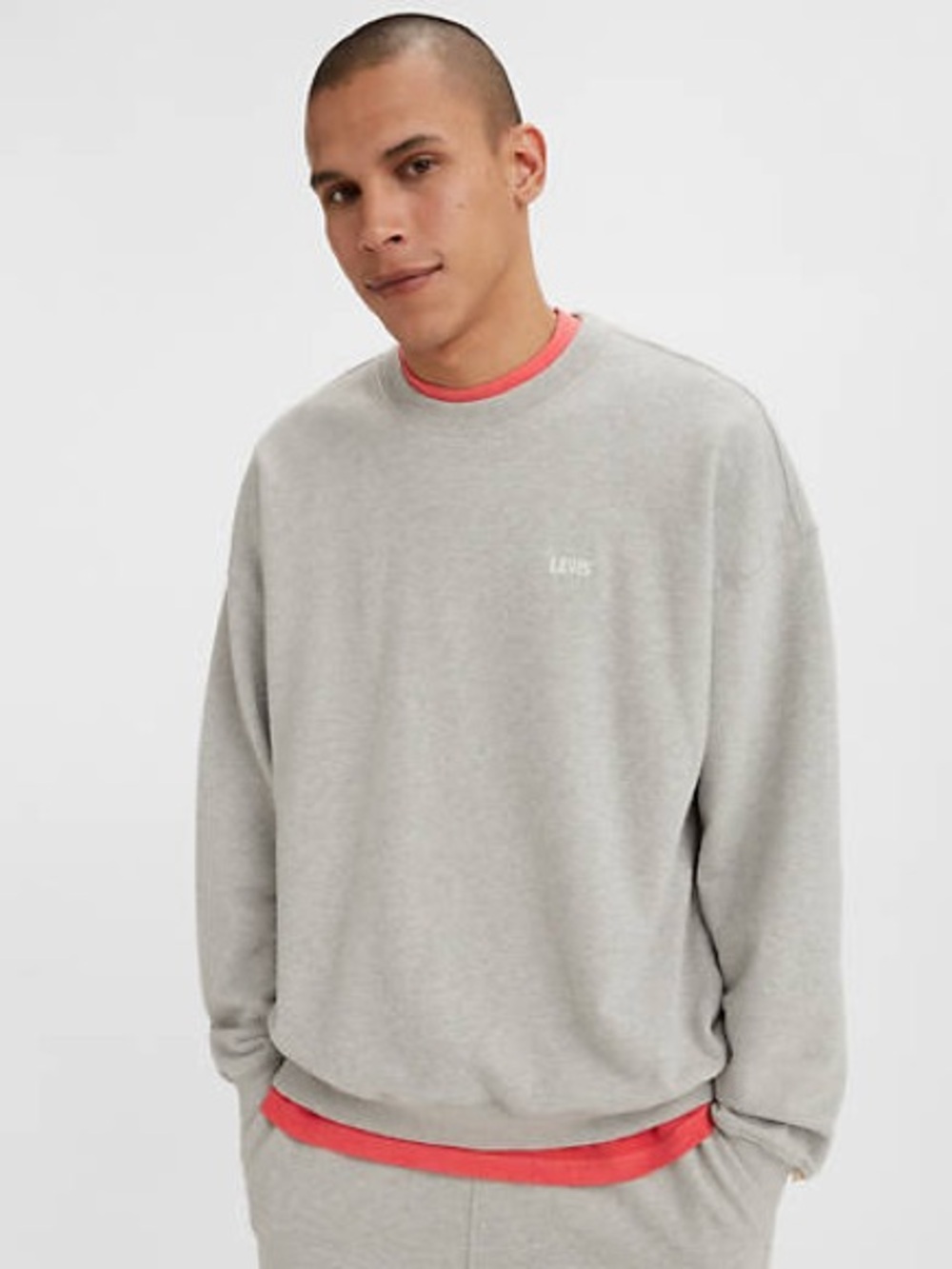 LEVI'S® Gold Tab™Crewneck Sweatshirt Men's Light Gray Crewneck Sweater Sz S